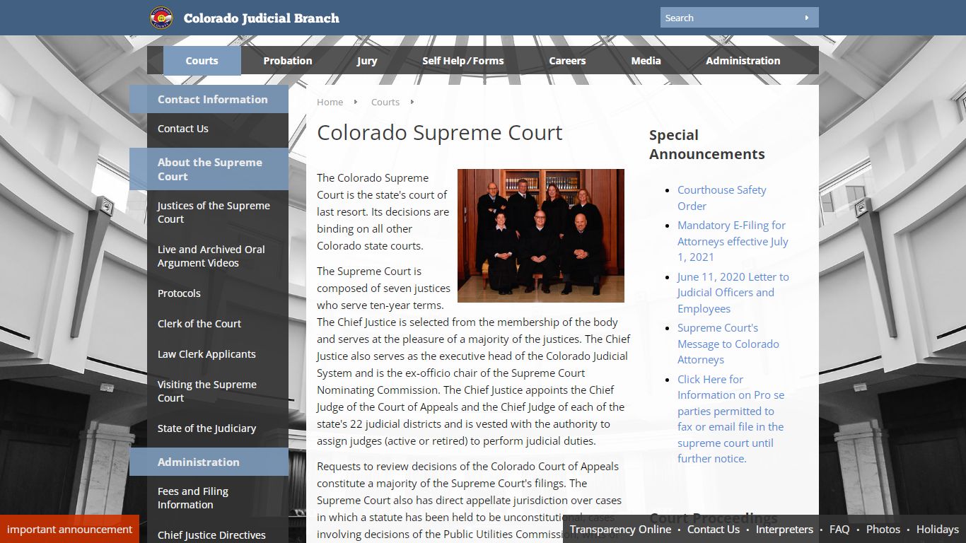 Colorado Judicial Branch - Supreme Court - Homepage